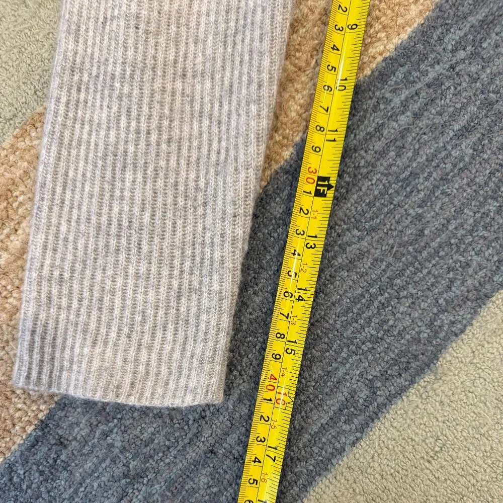 Lark & Ro 100% Cashmere Off Shoulder Ribbed Sweater Gray Size Large - Picture 7 of 15